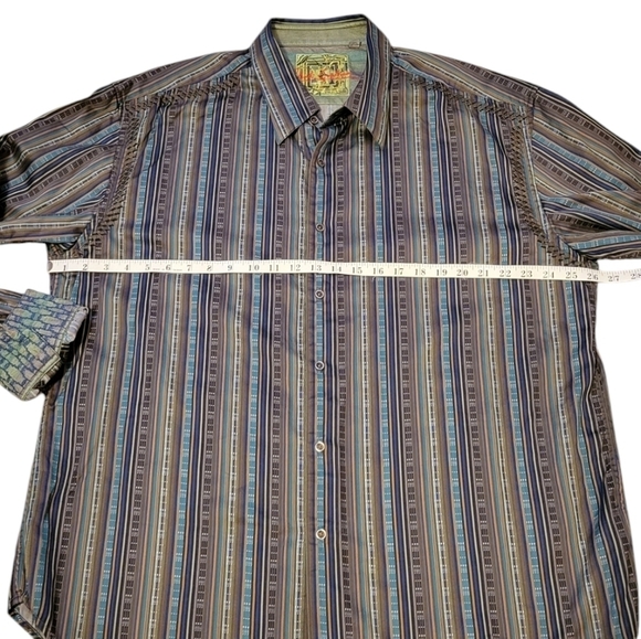 Robert Graham Men 3XL Flip Cuff Button Up Long Sleeve Shirt Stripes Embroidered - Picture 4 of 11